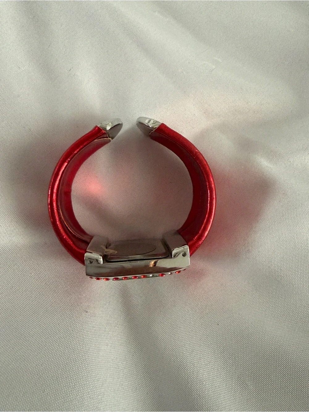 Geneva Red Crystal Square-Face Fashion Watch